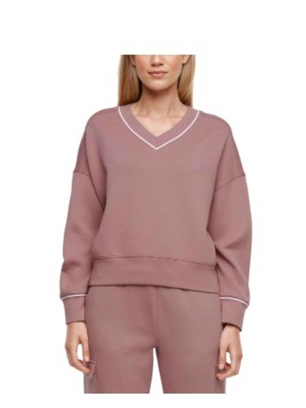 Express Women's V-Neck Pullover Sweatshirt Pink Size XL